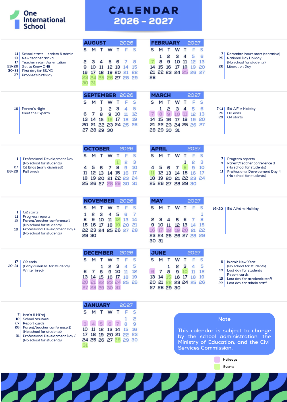 Calendar 2026 - 2027